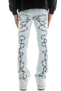 Barbed Wire Print Flare Jeans