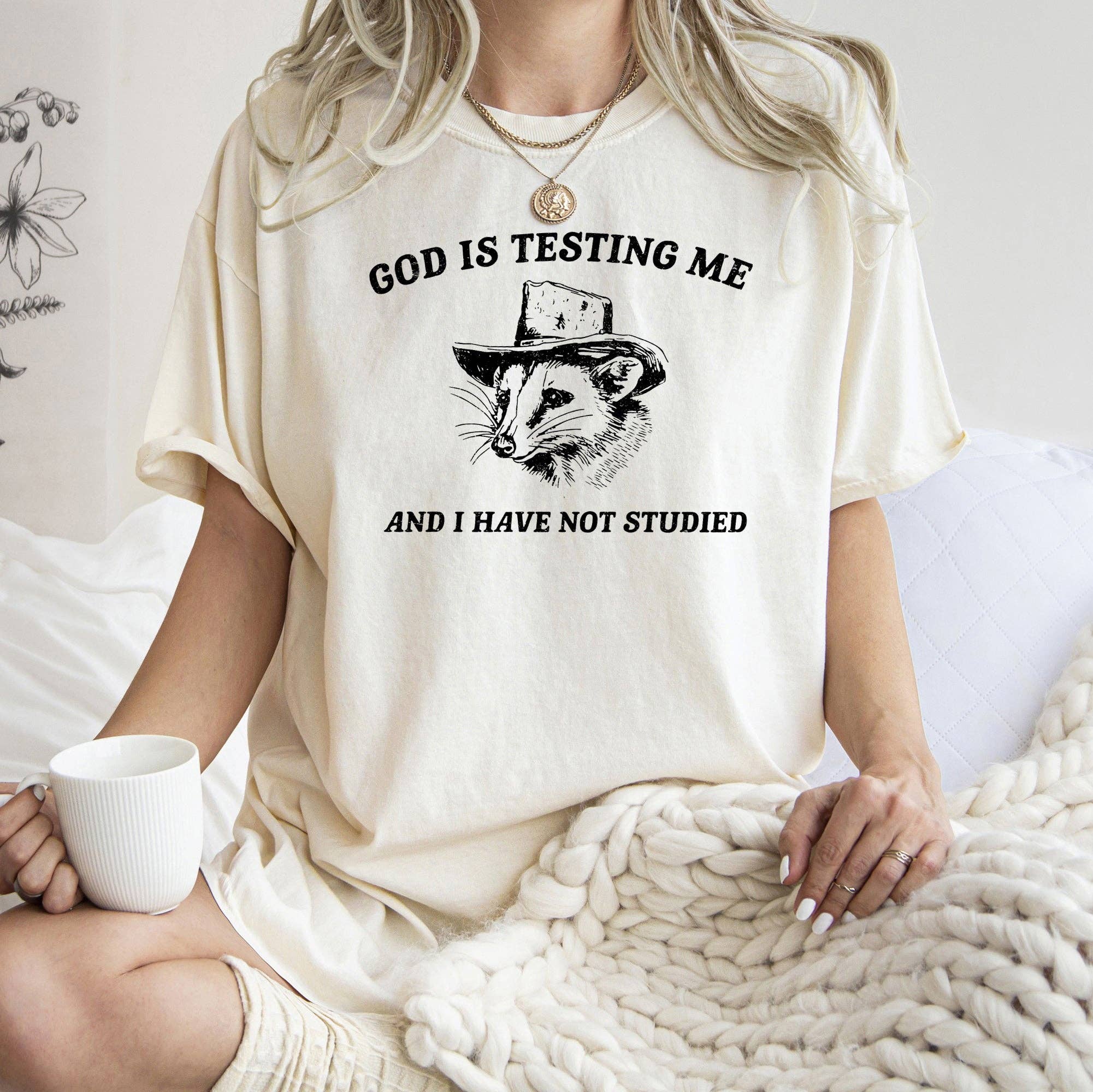 God Is Testing Me, Possum, Meme, Aesthetic, Funny, Comfort Colors Tshirt