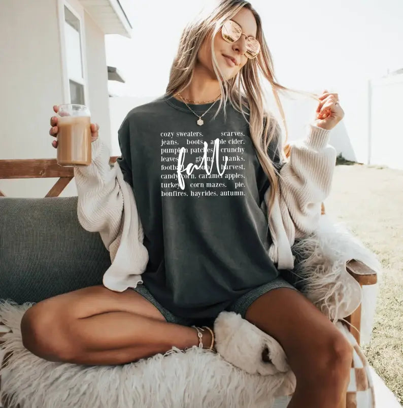 Fall Words T-Shirt, Thanksgiving Shirt, Autumn Season Shirt
