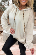 Spring 2026 Leopard Contrast Drawstring Hood Top (S-Xl)