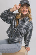 ...._ 0909 Button-Down Short Plaid Shacket SI-28210