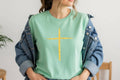 Christian Mint Spring Gold Cross Bella Graphic Tee