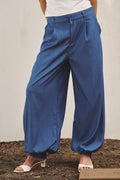 Soft Chambray Wide Leg Barrel Pants