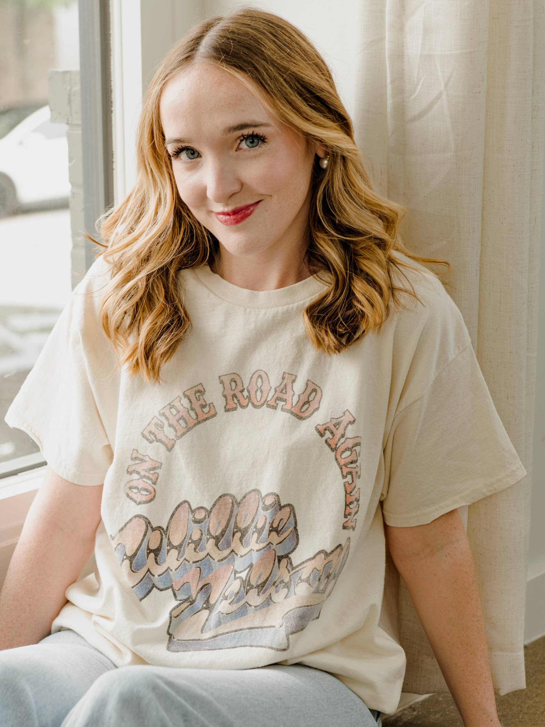 Willie Nelson Otr Metal Off White Thrifted Graphic Tee