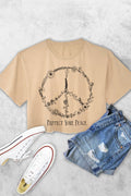 Peace Floral Women's Vintage  Graphic Crop Top