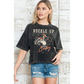Buckle Up- Mineral Wash Cropped Top