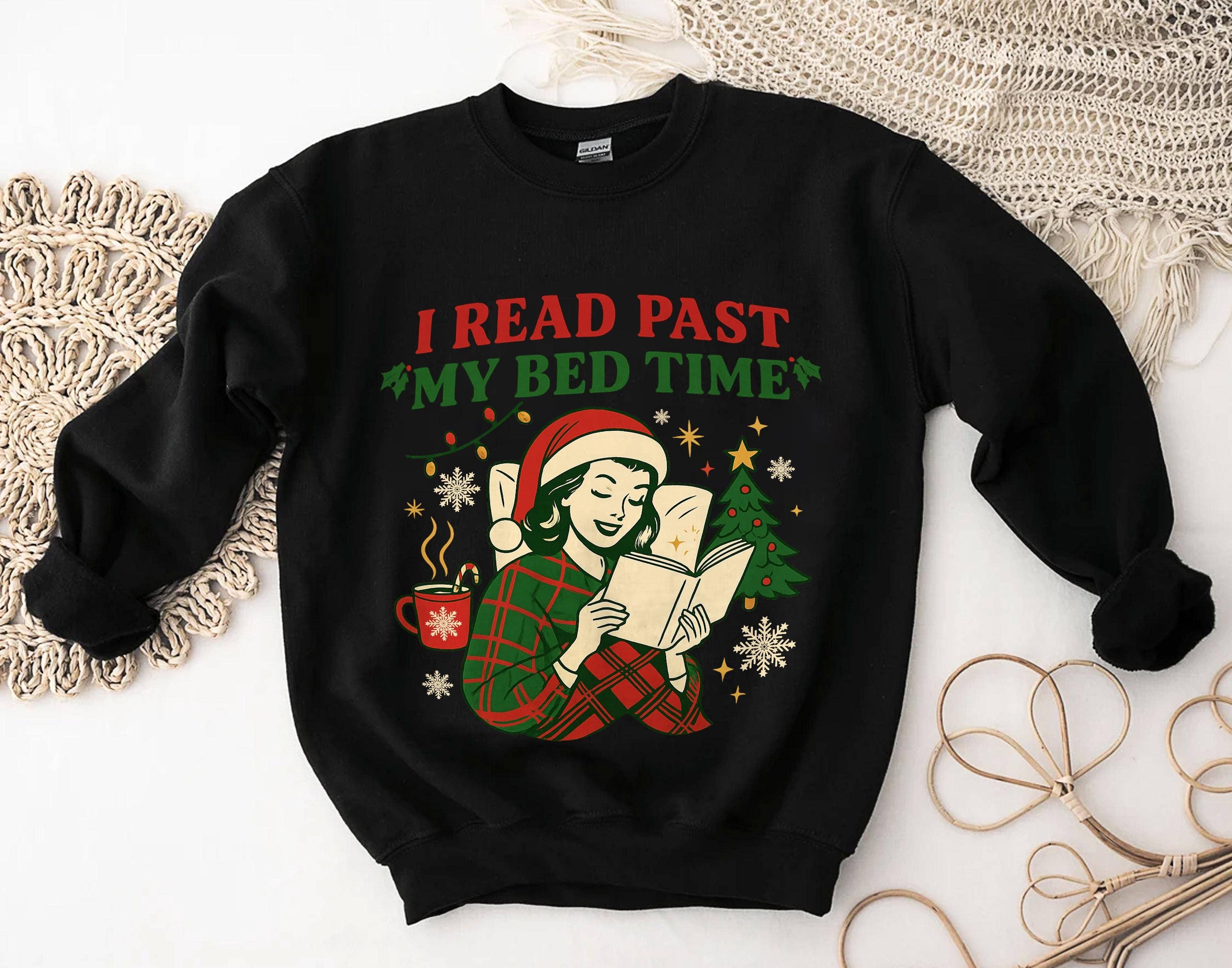 Cozy Christmas Reader Sweatshirt, Funny Book Lover Gift