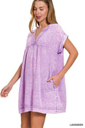 .....0227 Washed Double Gauze Raw Edge Dress w/ Pockets SI-29552