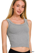 ...SI-26022 Ribbed Cropped Scoop Neck Tank Top