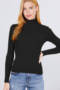 ...SC97359 Fitted Turtle Neck Viscose Rib Sweater