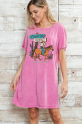 Women Rodeo Graphic Print Mineral Wash Dress