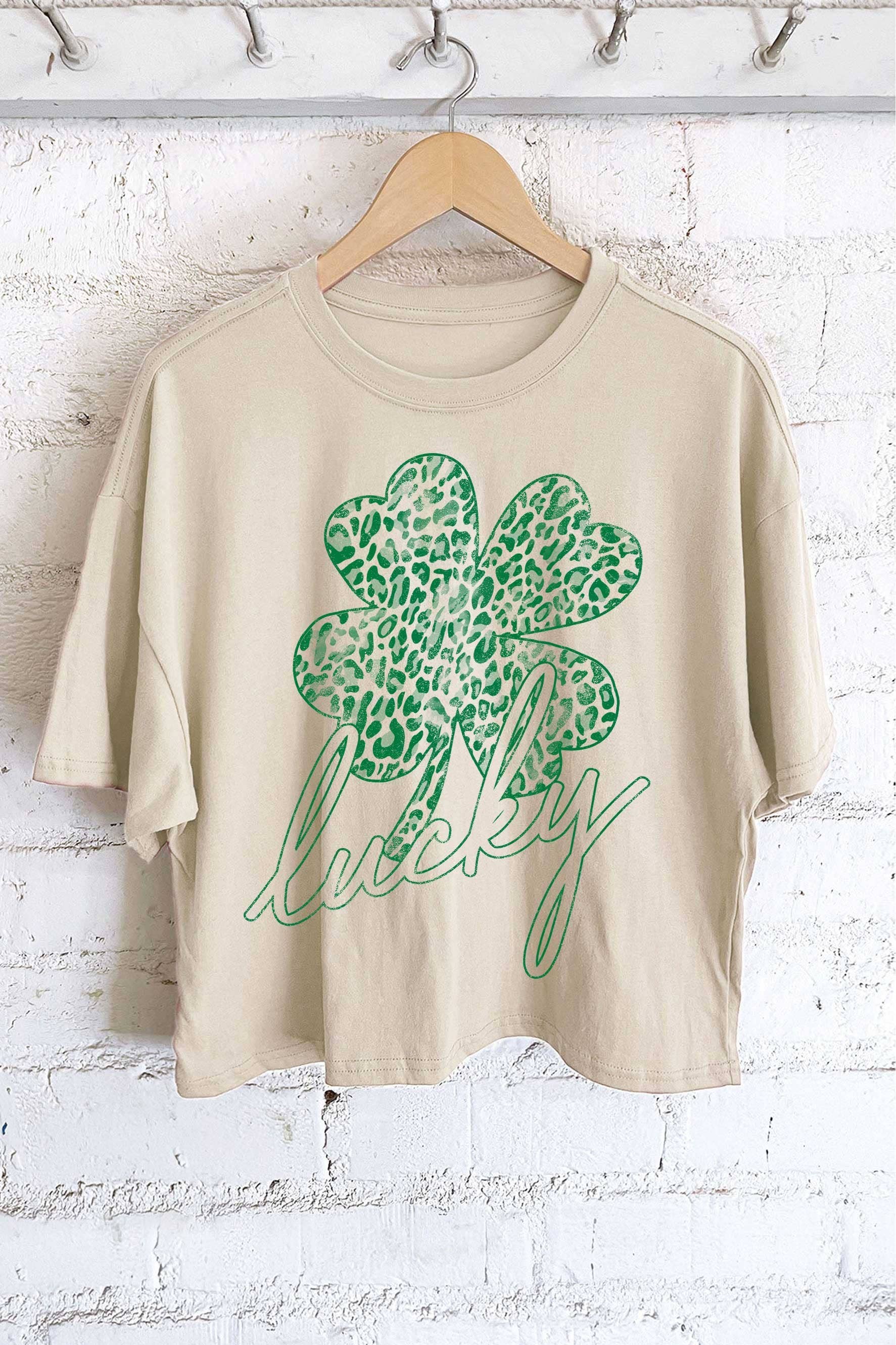 Lucky Clover Leopard Graphic Long Crop Top