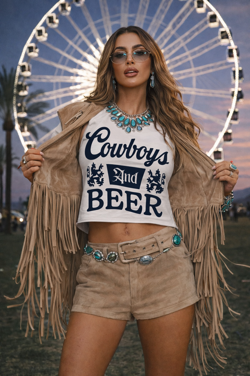 Cowboys & Beer Muscle Crop Top