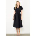 Textured Split Neck Smocked Waist Dress