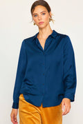 Recycled Satin Classic Button-Down Blouse