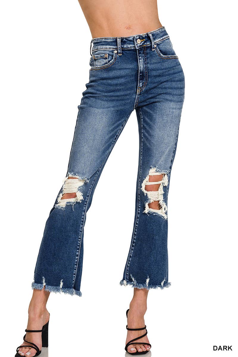 ".._ Distressed Knee and Hem Denim Pants