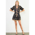 Puff Sleeve Leopard Print V-Neck Dress