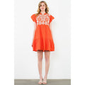 Embroidered Flutter Sleeve Dress