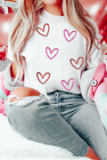 Sequin Heart Sketch Graphic Womens Casual Tee (S-3XL)