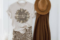 Thankful Leopard Sunflower Women's Screen Printed T-Shirt
