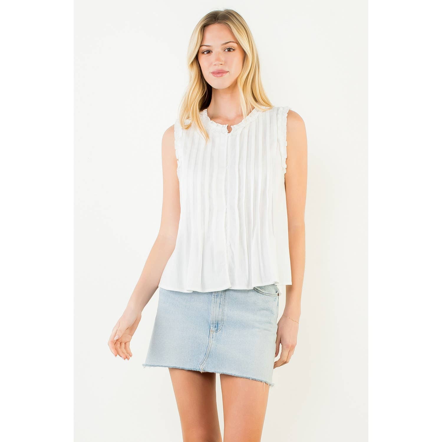 Sleeveless Ruffle Detail Top