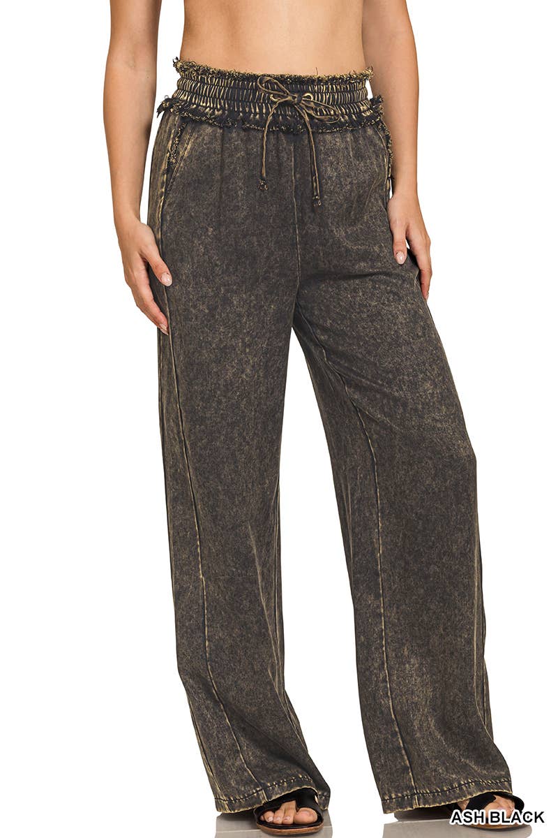 0827 Washed Tencel Pants with Drawstring w/ Pockets SI-28178