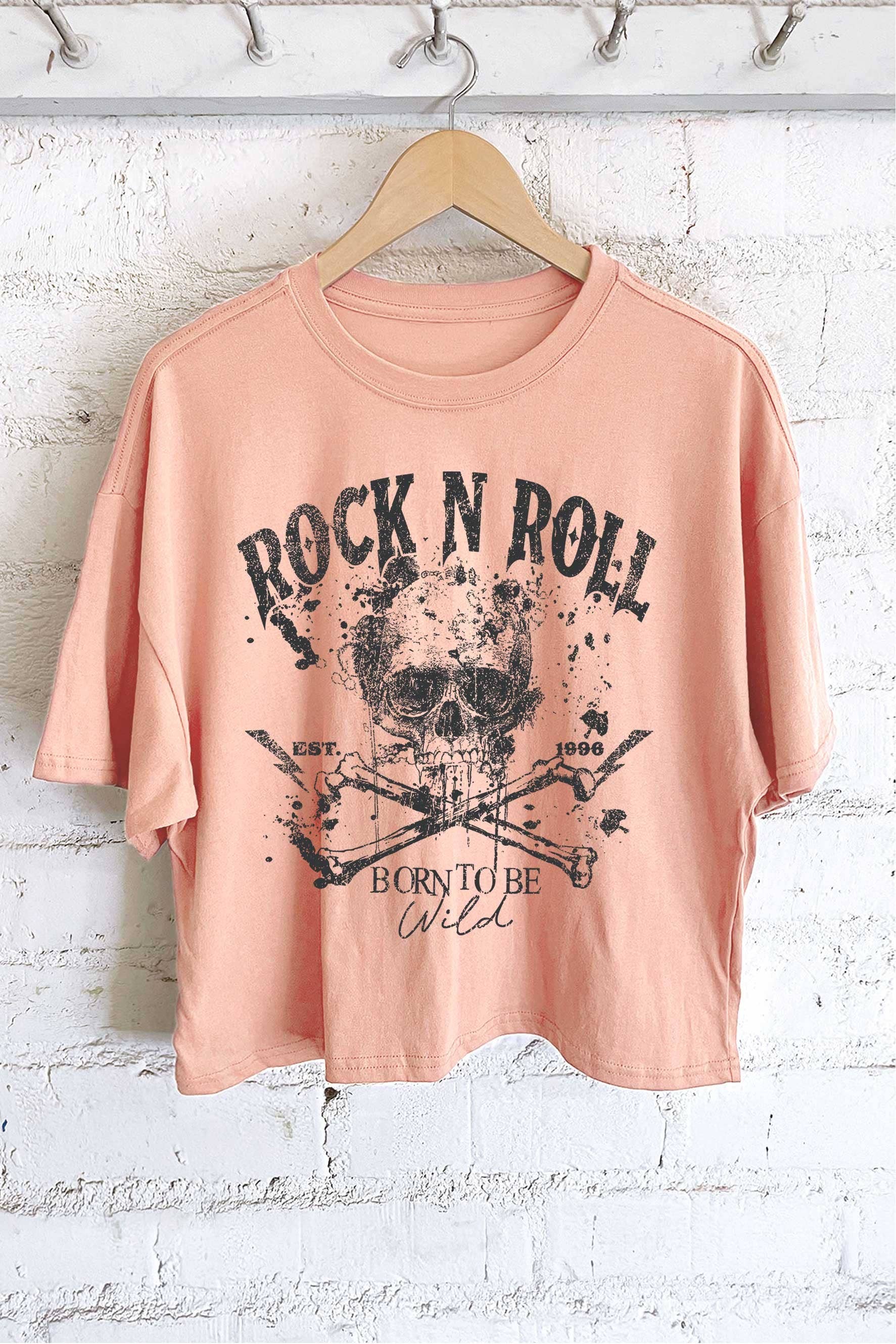 Rock N Roll Skull Born To Be Wild Graphic Long Crop Top