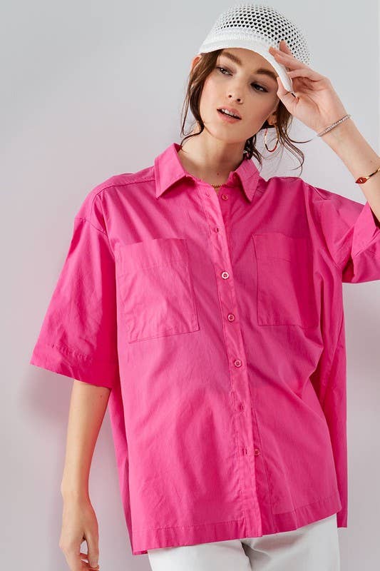 Oversized Cotton Button-Up Shirt