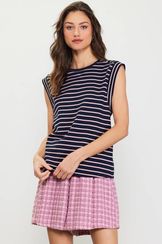 Sleeveless Striped Knit Top
