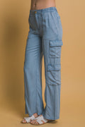 0913 Full-Length Tencel Pants with Cargo Pockets SI-28436