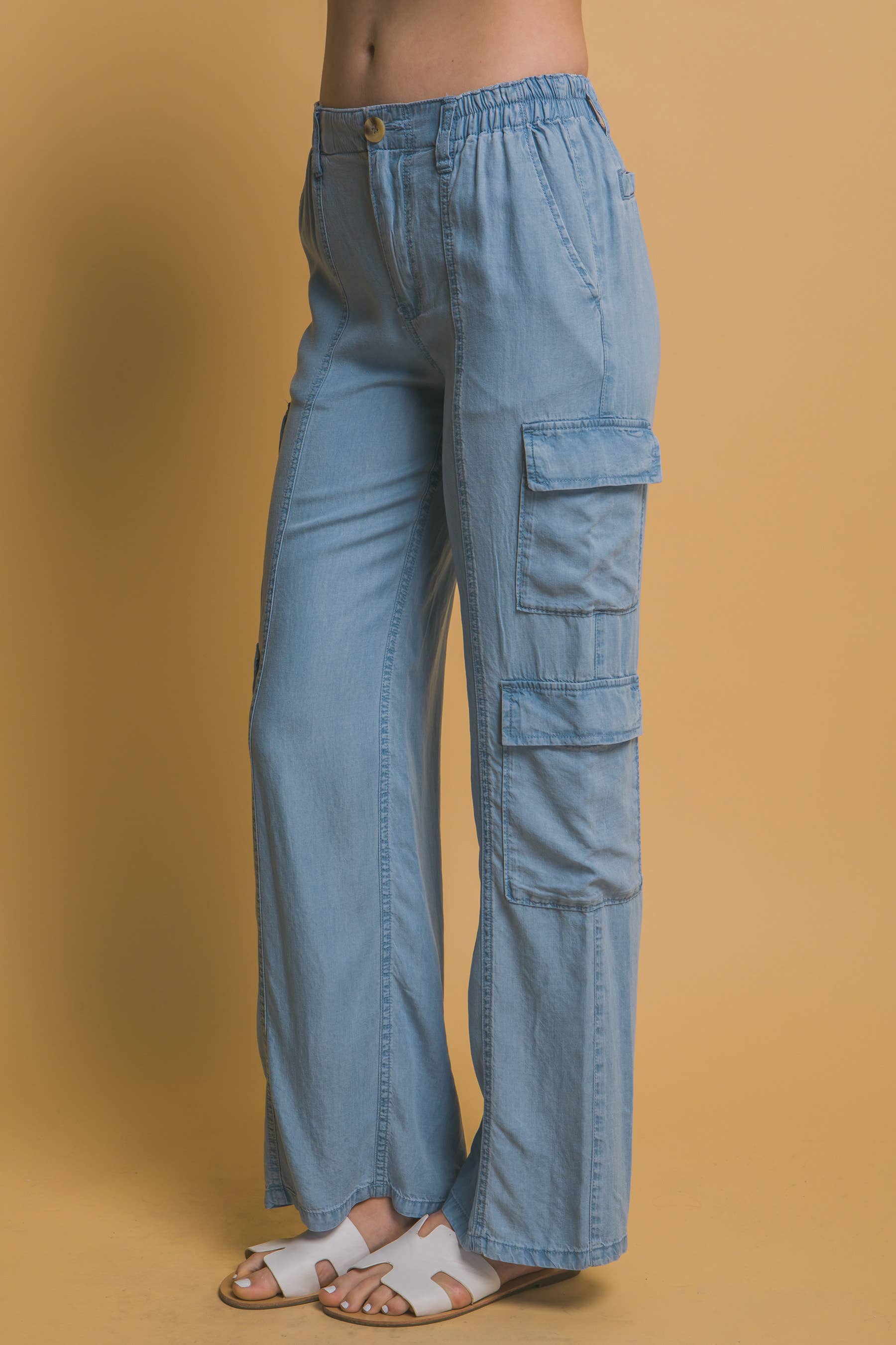 0913 Full-Length Tencel Pants with Cargo Pockets SI-28436