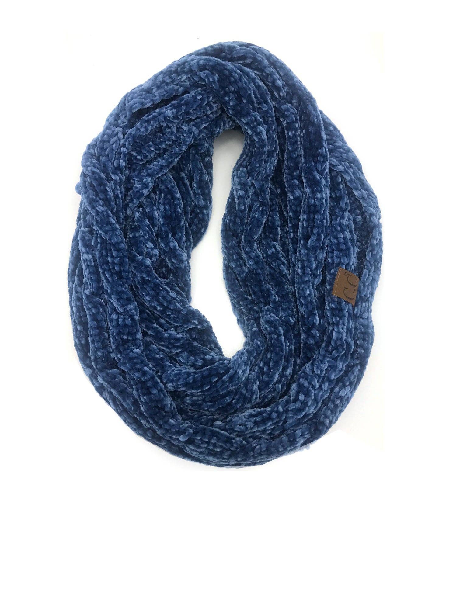 SF-30 Dark Denim Velour Scarf