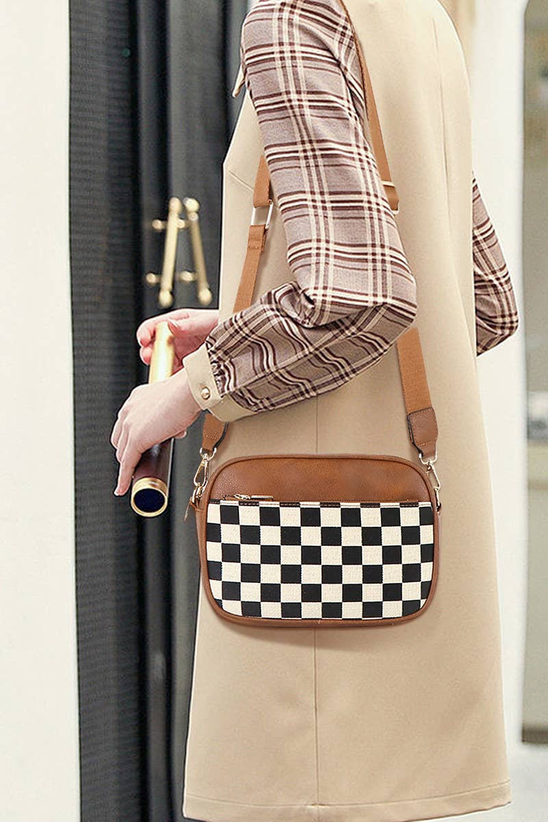 .1205 Checkered Crossbody Camera Bag SI-28378