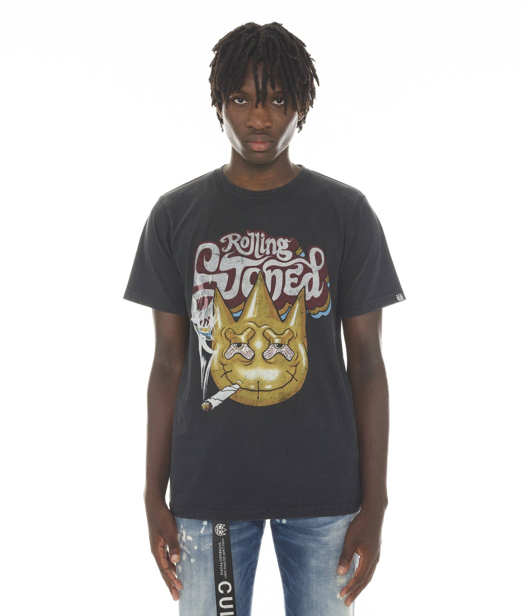 Short Sleeve Crew Neck Tee Rolling Stoned Ac Dc Wash