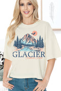 Women Nature Graphic Print Short Sleeve Crop Top