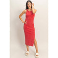 Acid Washed Ribbed Midi Tank Dress