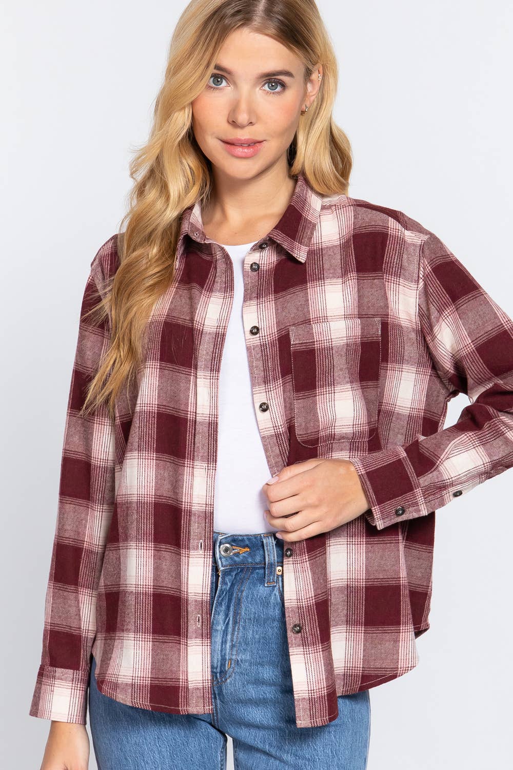 SI-23421 Long Slv Plaid Woven Shirt