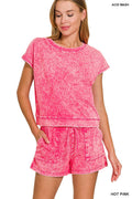 ..Cotton Washed Sleeveless Top & Shorts Set