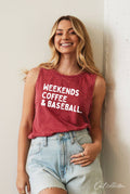 Weekends Coffee and Baseball  Mineral Graphic Tank Top