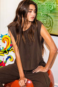 T2035 Sleeveless Boxy Jersey Crop Top