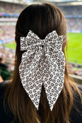 Soccer Football Allover Ribbon Bow Hair Clip