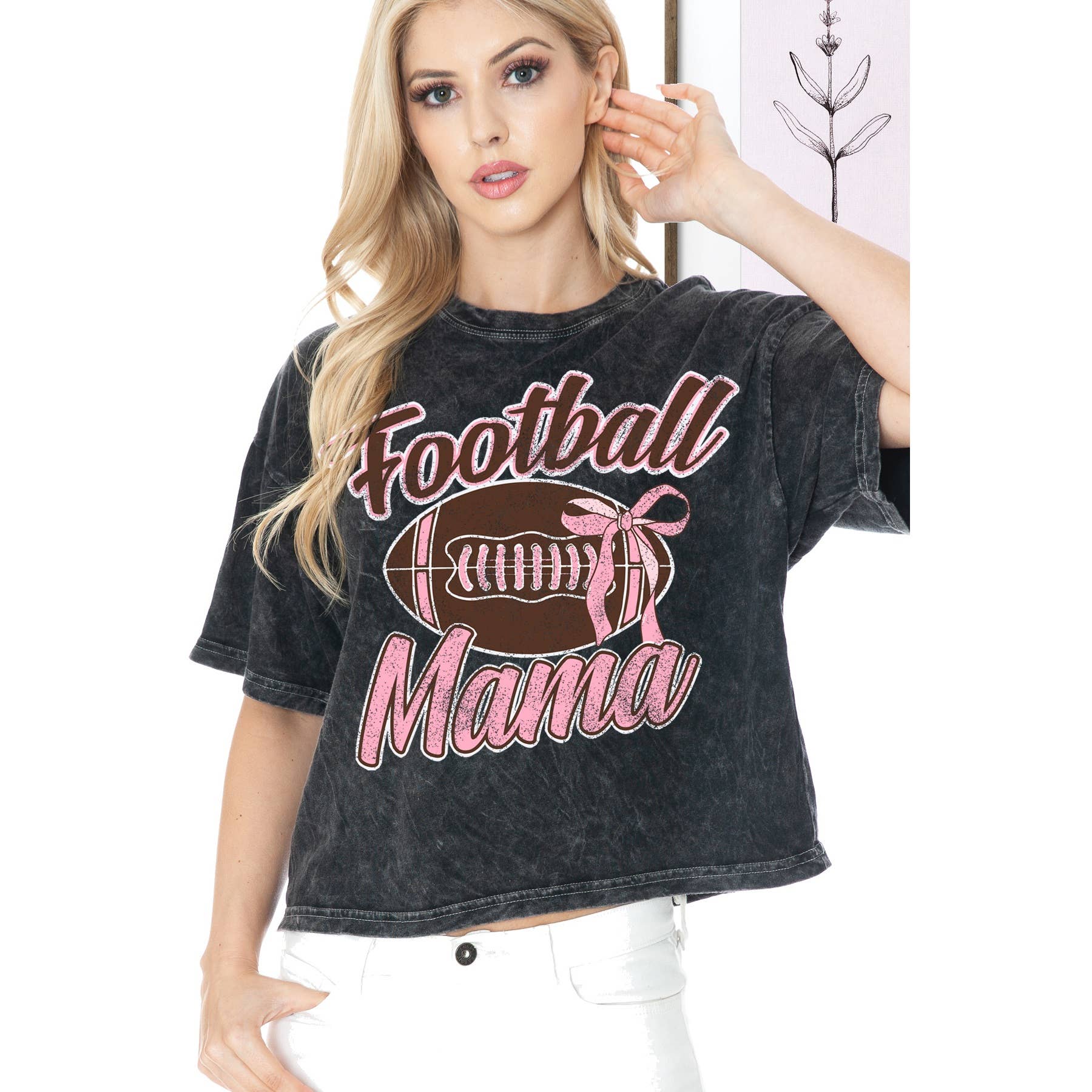 Football Mama - Mineral Wash Cropped Top