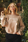 Peace and Love Mid Cropped Graphic Sweatshirt