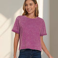 ..1009 Washed Roll Cuff Short Sleeve Top SI-24836