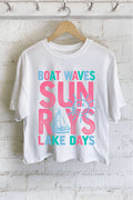 Boat Wave Sun Ray Lake Days Graphic Long Crop Top