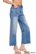 .0227 Wide Leg Raw Hem Cropped Denim Pants SI-29557