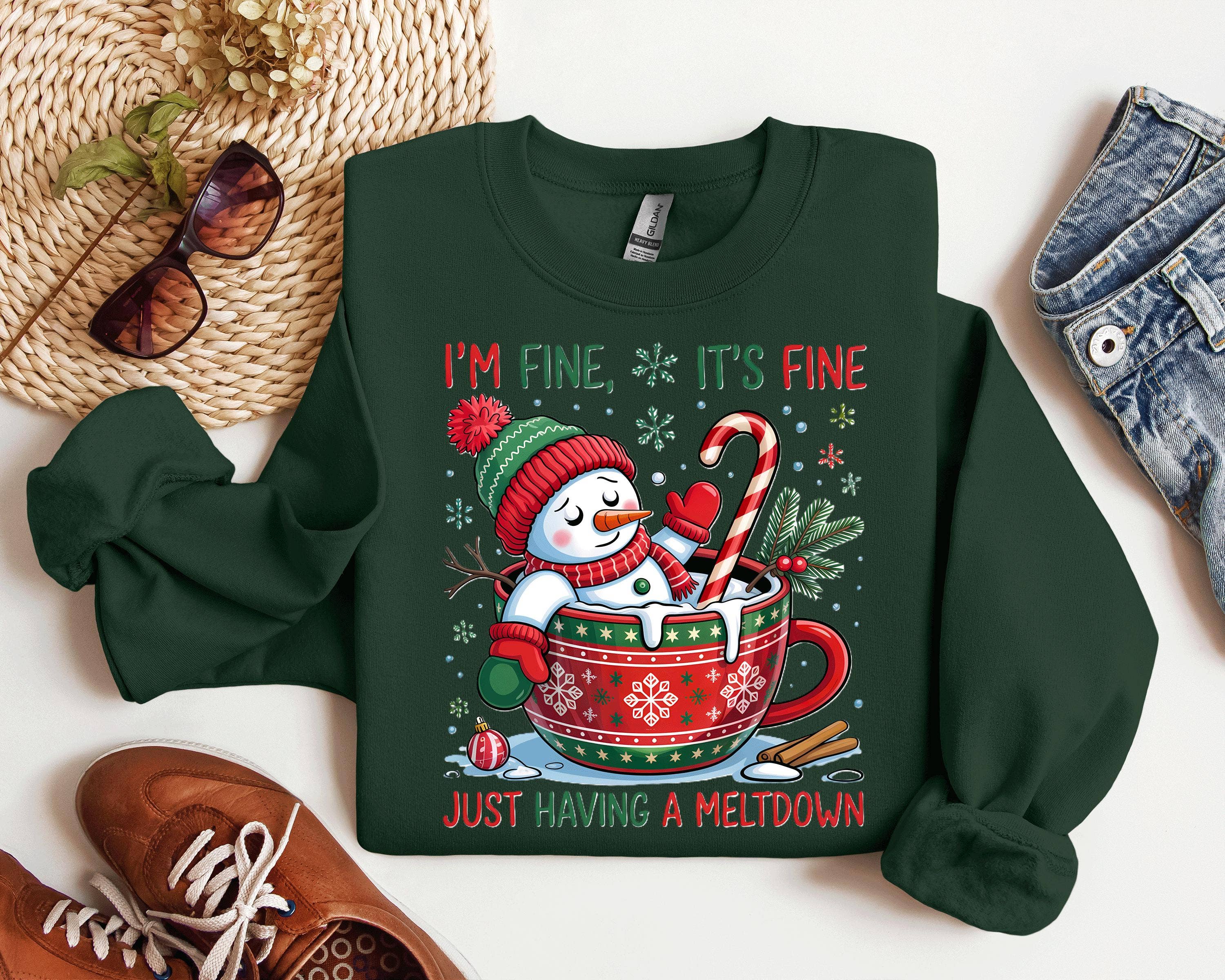 Snowman Meltdown Winter Hot Cocoa Christmas Tee