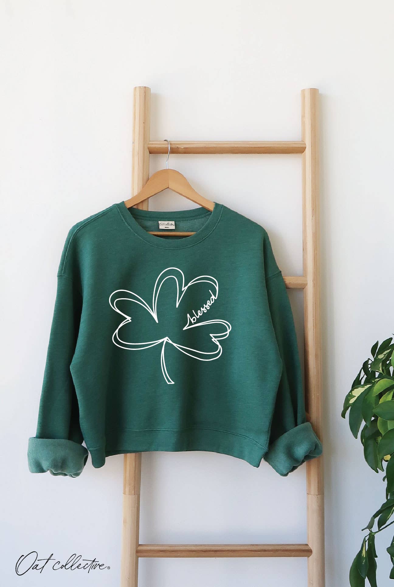 Blessed Clover Mid Cropped Graphic Sweatshirt