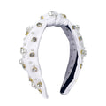 HB-9214 Pearl Top Knot Headband White