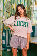 T1754I | 'lucky' Graphic Boxy Crop Top